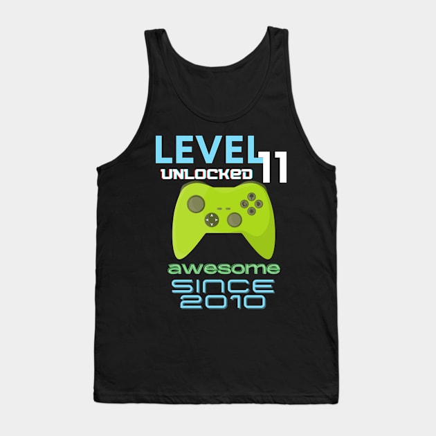 Level 11 Unlocked Awesome 2010 Video Gamer Tank Top by Fabled Rags 
